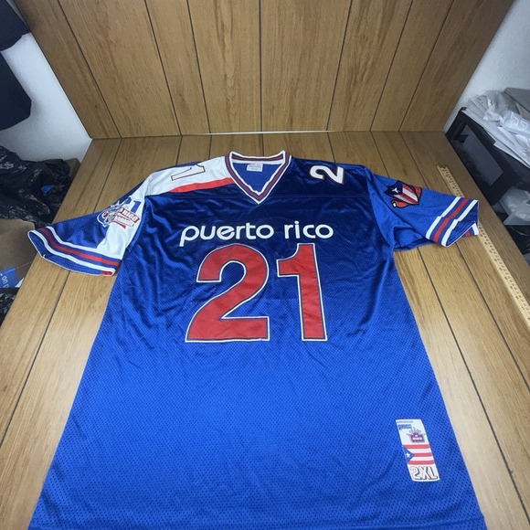 VTG PUERTO RICO #21 Size 2XL MegaUSA Sewn Embroidered Baseball Jersey - Picture 1 of 15